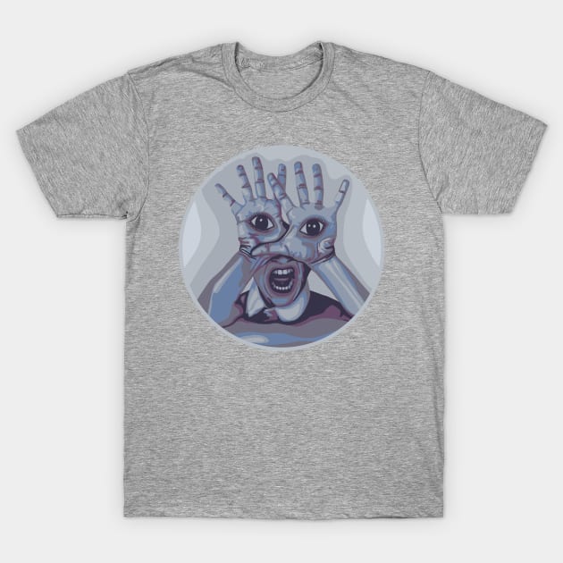 Weird Eyeball Hands Scream T-Shirt by Slightly Unhinged